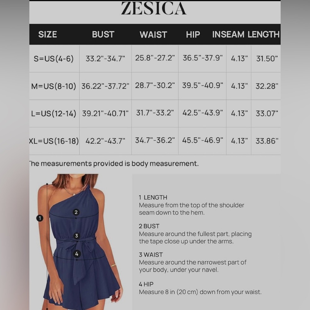 ZESICA Boho Summer Romper One Shoulder Sleeveless Tie Waist  Short Jumpsuit - Picture 7 of 9